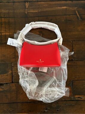 kate spade Red Structured Crossbody Bag with Gold Logo